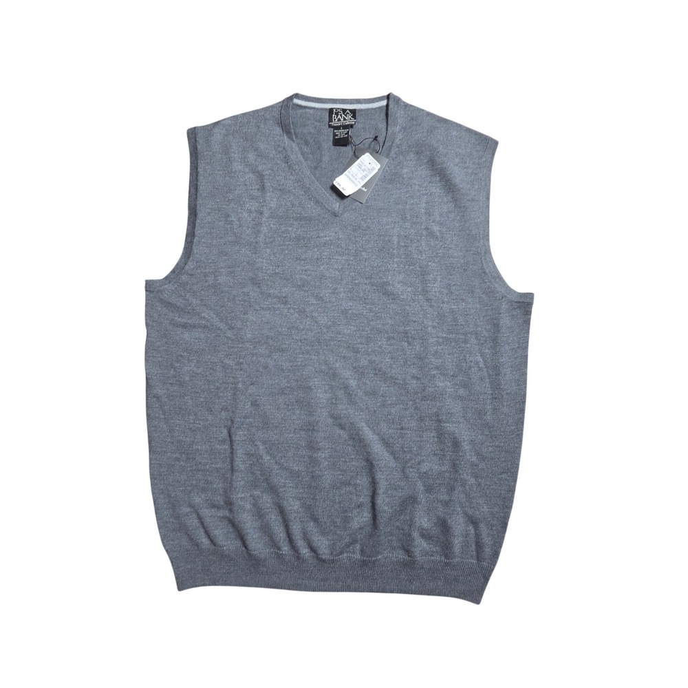 Jos. A. Bank Traveler's Collection Merino Wool Sweater Vest L Stealth Wealth NWT